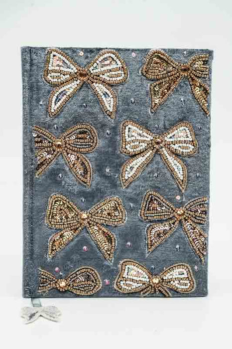 Carnet cadeau avec nœuds bleu pétrole/beige/multicolore 15x20cm