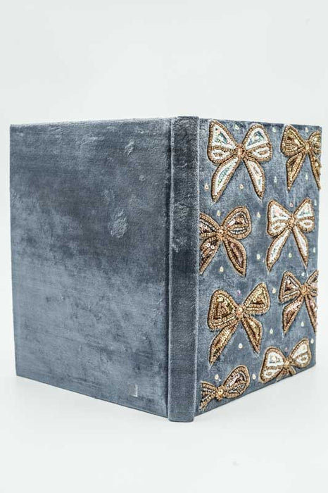 Carnet cadeau avec nœuds bleu pétrole/beige/multicolore 15x20cm