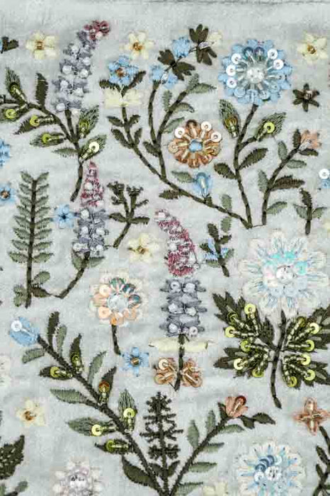 Petit sac à motifs de fleurs et de feuilles, beige/vert foncé/bleu clair/multicolore, 15 x 20 cm