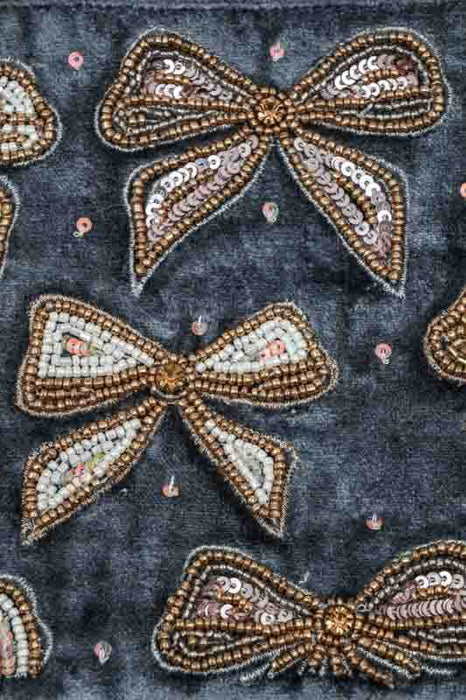 Pochette cadeau à ruban, bleu pétrole/beige/multicolore, 15 x 20 cm