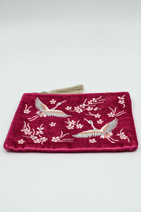 Petit sac héron bordeaux/bleu clair/multicolore 15x20cm