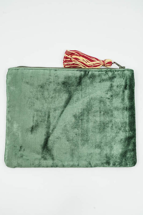 Small bag with strawberries and flowers, green/white/red/multicolor, 15x20cm