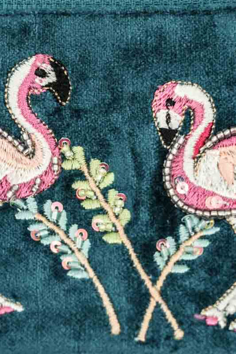 Trousses à crayons 2 Flamants roses pétrole/rose/vert clair/multicolore 8,5 x 20 cm