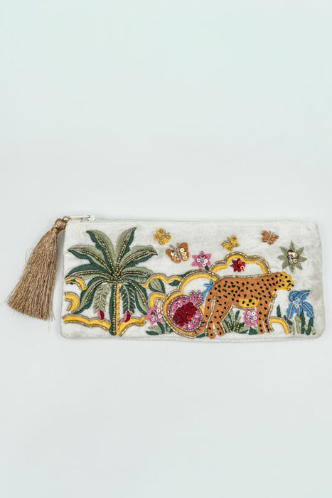 Trousse à crayons Jungle, beige/vert/marron/multicolore, 8,5 x 20 cm