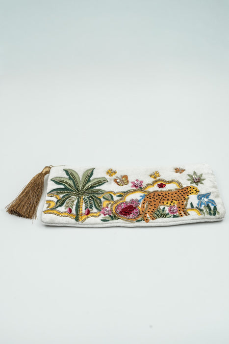 Trousse à crayons Jungle, beige/vert/marron/multicolore, 8,5 x 20 cm