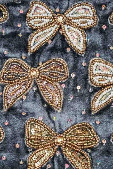 Sac à bandoulière avec nœuds cadeaux pétrole/beige/multicolore 11 x 18,75 cm