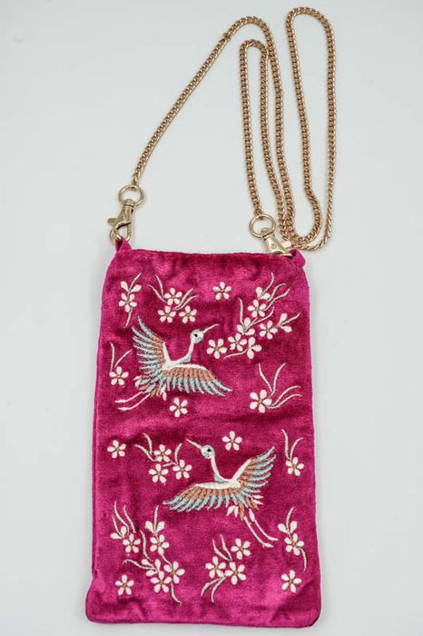 Sac bandoulière 2 rangées bordeaux/bleu clair/multicolore 11 x 18,75 cm