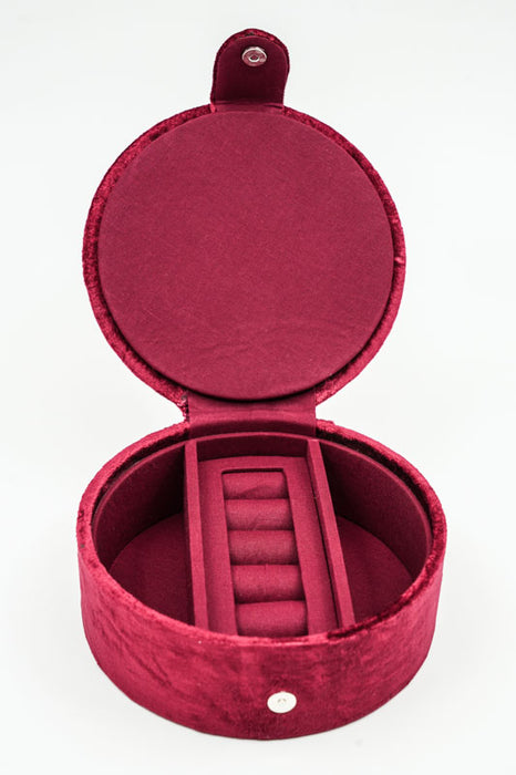 Round jewelry box with butterfly design, dark red/pink/light blue/multicolor, 13.75 cm