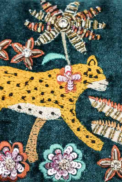 Boîte à bijoux jungle, pétrole/jaune/vert/multicolore, 10 x 15 cm