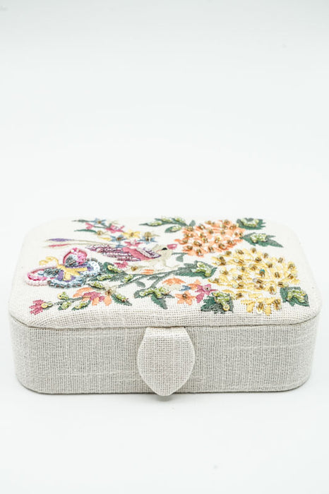 Boîte à bijoux oiseau et papillon noir/multicolore 10x15 cm