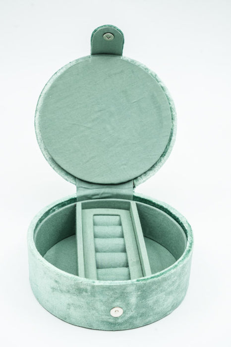 Boîte à bijoux ronde décorée, vert olive/or/multicolore, 13,75 cm