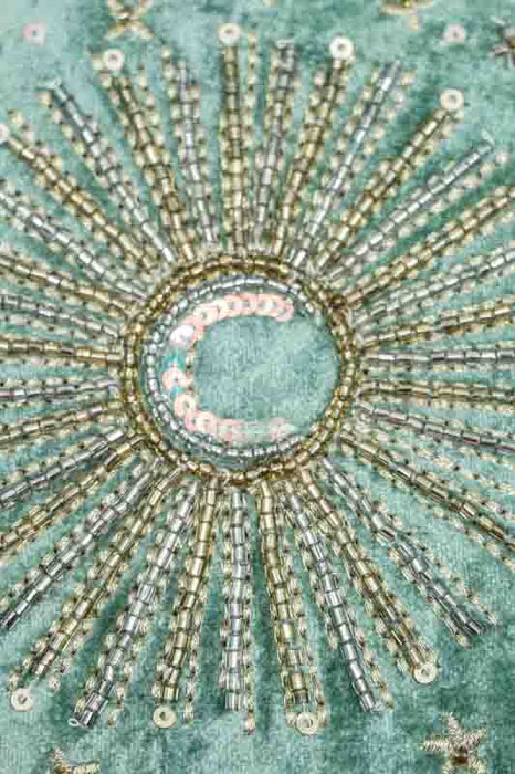 Boîte à bijoux ronde décorée, vert olive/or/multicolore, 13,75 cm