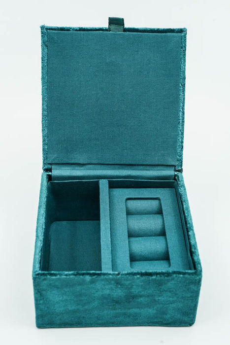 Boîte à bijoux oiseau bleu/or/multicolore 10x10 cm