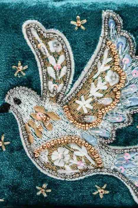 Boîte à bijoux oiseau bleu/or/multicolore 10x10 cm