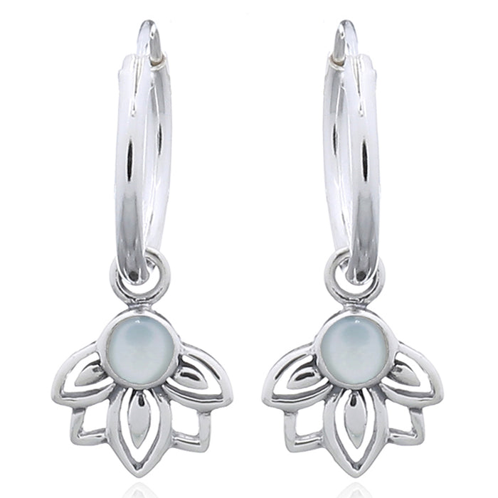 Boucle d'oreille argent fleur de lotus nacre