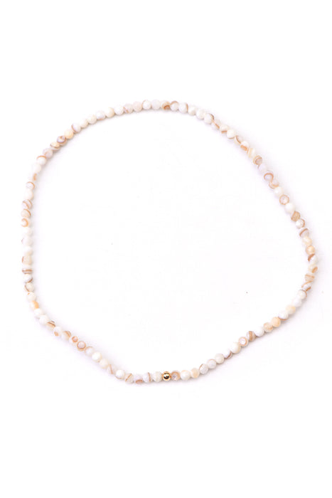 Fusskette 3mm facettierter Perlmutt, 26cm