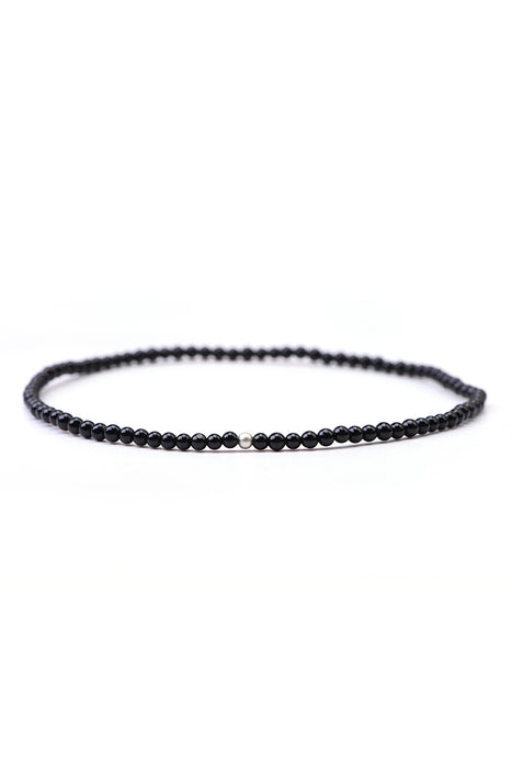 Fusskette 3mm schwarzer Onyx, 26cm