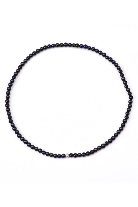 Fusskette 3mm schwarzer Onyx, 26cm