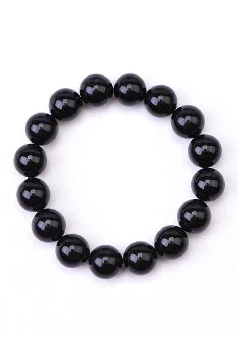 Men's bracelet 12mm black obsidian, class AAA, 21cm