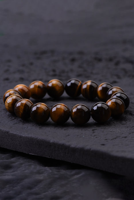 Bracelet 12mm brown tiger eye, class A, 19cm
