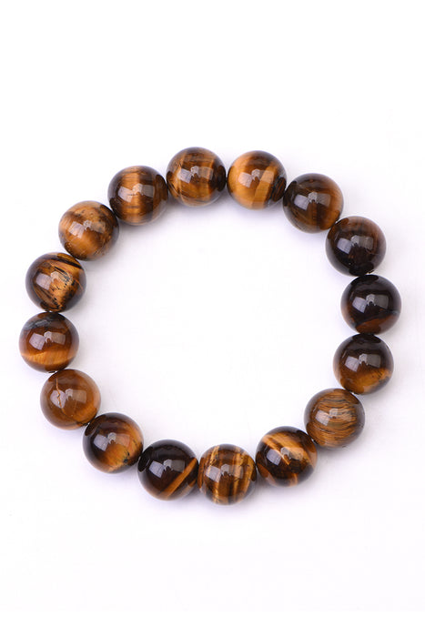 Herren-Armband 12mm braunes Tigerauge Klasse A, 21cm