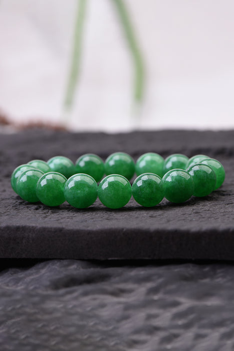 Bracelet 12mm green jade, 19cm