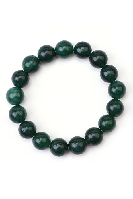 Men's bracelet 12mm dark green jade, 21cm