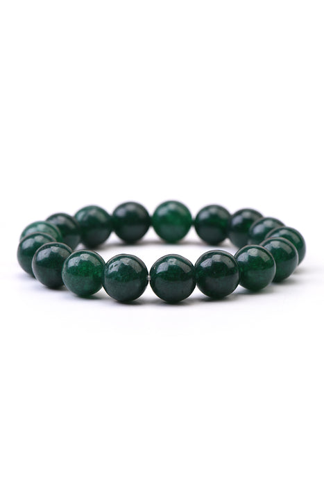 Men's bracelet 12mm dark green jade, 21cm