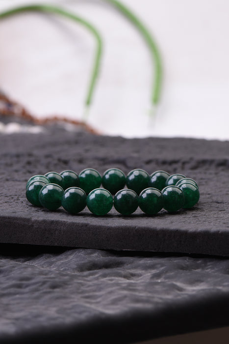 Men's bracelet 12mm dark green jade, 21cm