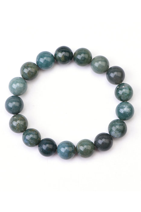 Men's bracelet 12mm moss agate, 21cm