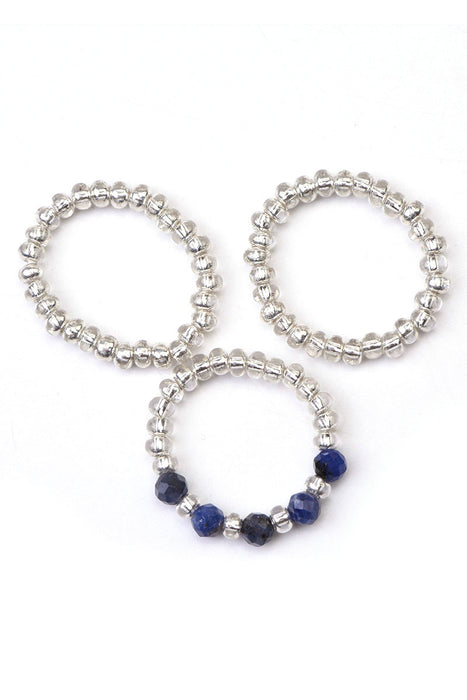 Ring with 3mm faceted sodalite, blue/silver