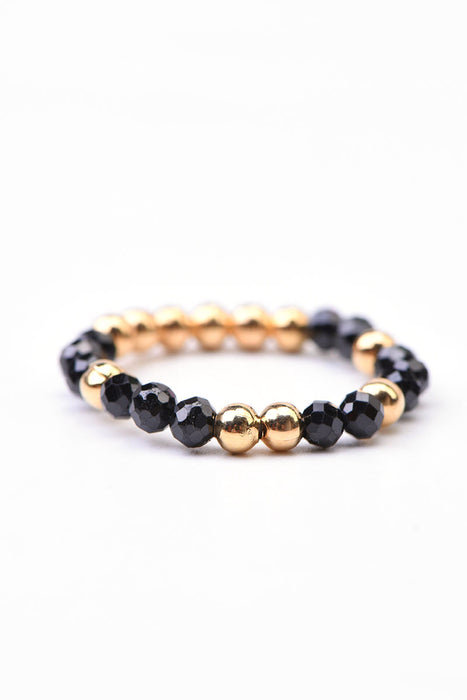 Ring 3mm faceted black tourmaline