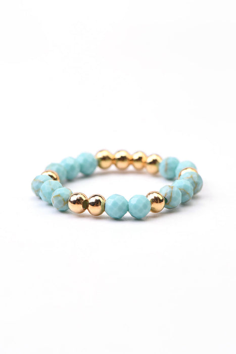 Ring 3mm faceted blue turquoise