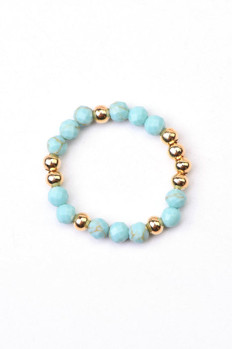 Ring 3mm faceted blue turquoise