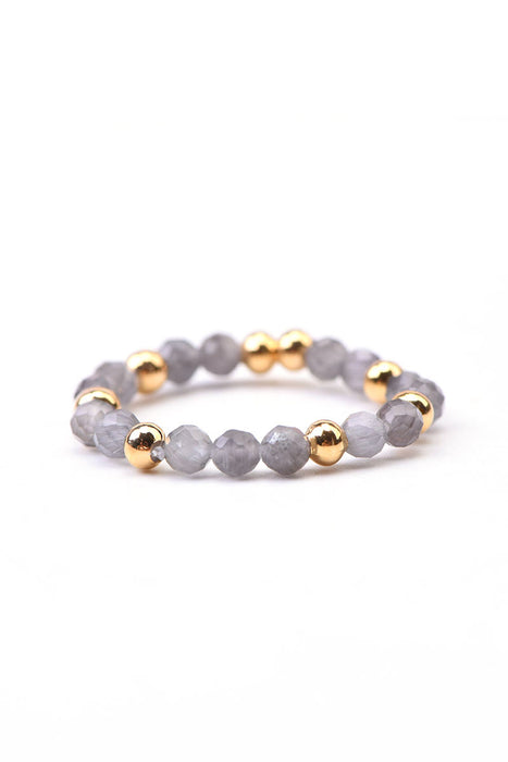Ring 3mm faceted grey agate