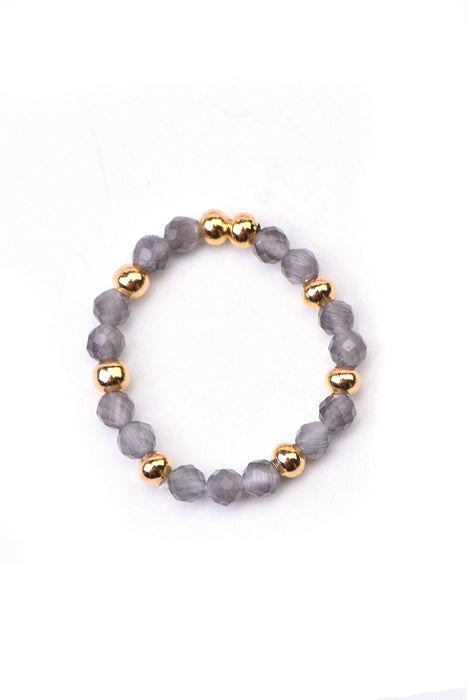 Ring 3mm faceted grey agate