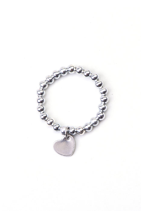 Ring 3mm with heart pendant silver-colored