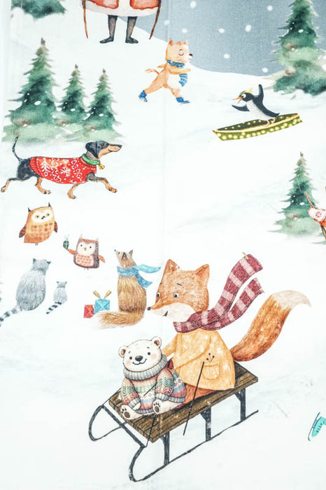 Torchon de cuisine en coton, paysage d'hiver, 50 x 70 cm