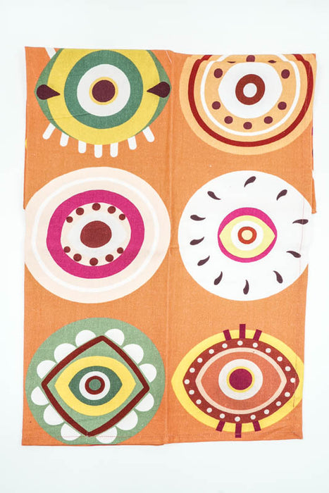 Torchon de cuisine en coton à motifs circulaires colorés, 50 x 70 cm