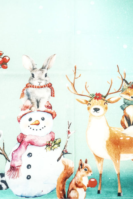 Torchon de cuisine en coton à motif renne/bonhomme de neige/cerf/lapin/raton laveur, 50 x 70 cm