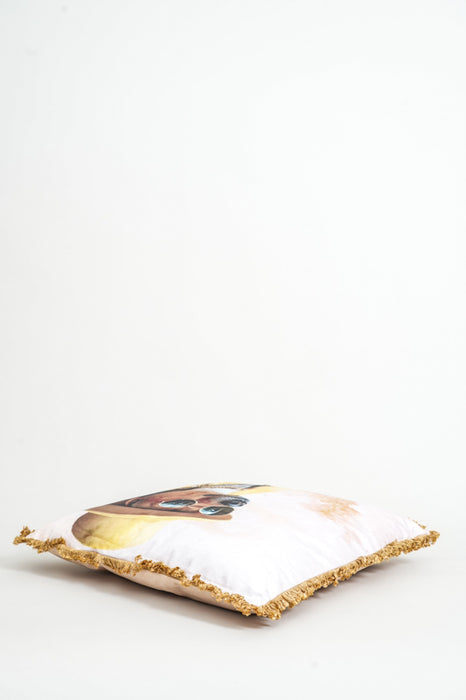 Samtkissen mit Stickereien Hund mit Hut 45x45cm