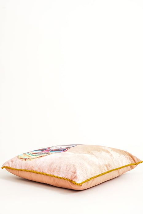 Coussin en velours brodé d'un singe portant des lunettes de soleil, 45 x 45 cm