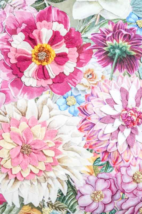 Coussin en velours à motif floral brodé, 45 x 45 cm