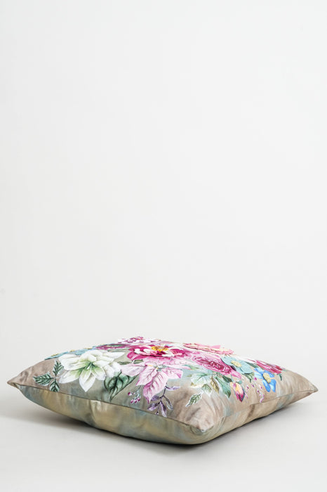 Coussin en velours à motif floral brodé, 45 x 45 cm