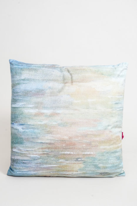 Coussin en velours brodé, 2 rangées, 45 x 45 cm