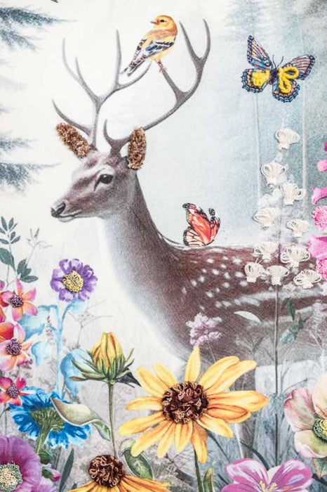 Coussin en velours à motif de cerf brodé, 45 x 45 cm