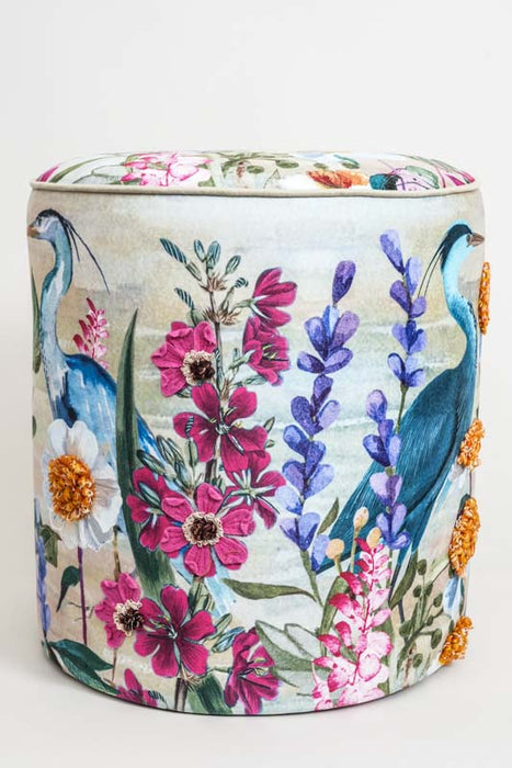 Pouf en velours, 2 rangs, 40x40x45cm