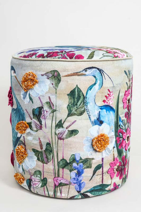 Pouf en velours, 2 rangs, 40x40x45cm