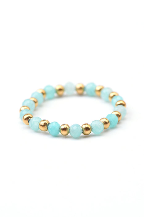 Ring 3mm faceted blue amazonite