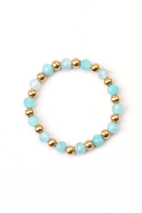 Ring 3mm faceted blue amazonite